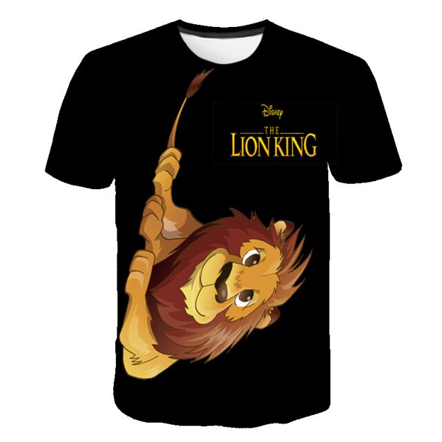 Boys and girls printed Lion King 3D T-shirt, cartoon design funny T-shirt, boys' informal summer clothing, sportswear