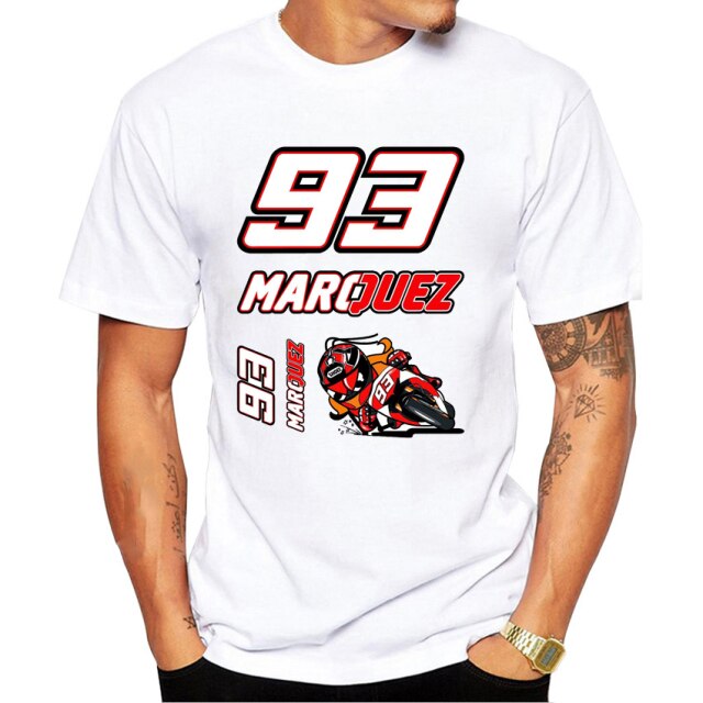 2021 New Summer Fashion Men Short Sleeve Marc Signature 93 Design Print T-Shirt Funny Boy Casual Tops MOTO Man White Tees