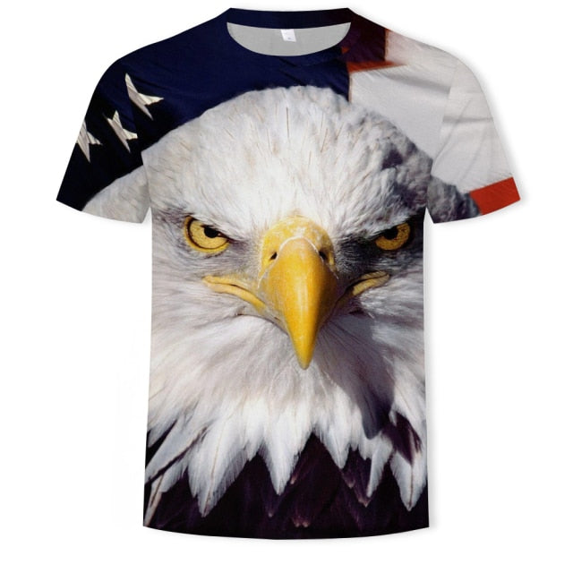 2021 Summer Fashion New Wings Flying Eagle 3D Printed Pattern Men's Trend Short Sleeve Casual T-shirt Top