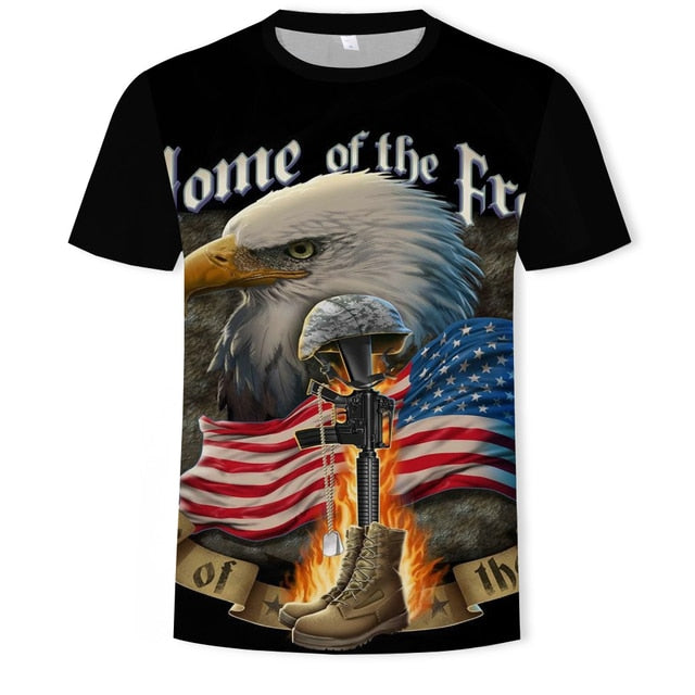 2021 Summer Fashion New Wings Flying Eagle 3D Printed Pattern Men's Trend Short Sleeve Casual T-shirt Top