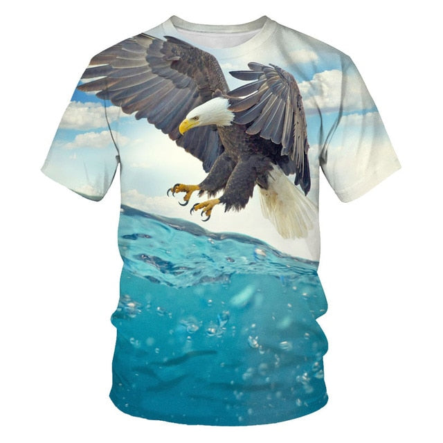2021 Summer Fashion New Wings Flying Eagle 3D Printed Pattern Men's Trend Short Sleeve Casual T-shirt Top