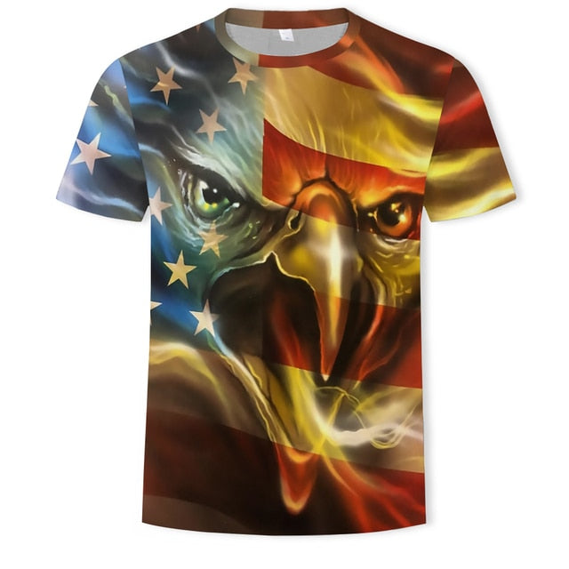 2021 Summer Fashion New Wings Flying Eagle 3D Printed Pattern Men's Trend Short Sleeve Casual T-shirt Top