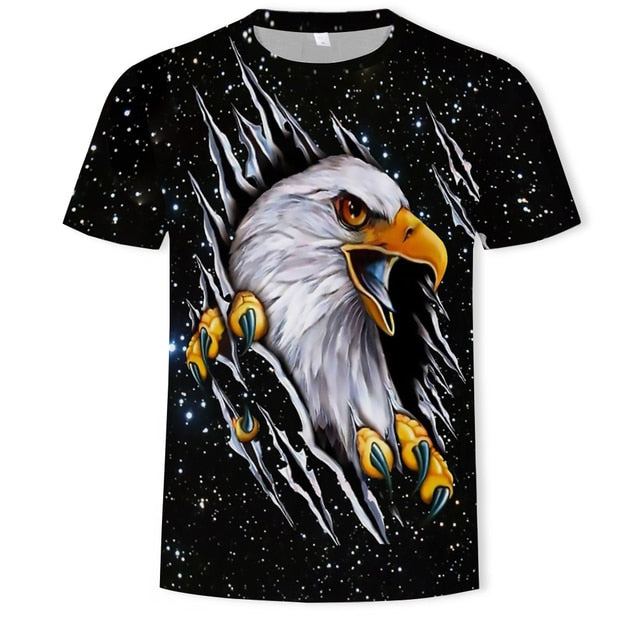 2021 Summer Fashion New Wings Flying Eagle 3D Printed Pattern Men's Trend Short Sleeve Casual T-shirt Top