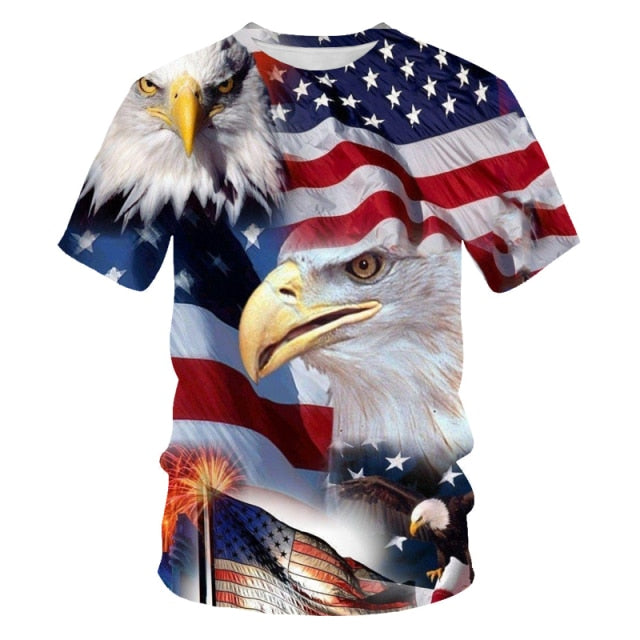 2021 Summer Fashion New Wings Flying Eagle 3D Printed Pattern Men's Trend Short Sleeve Casual T-shirt Top