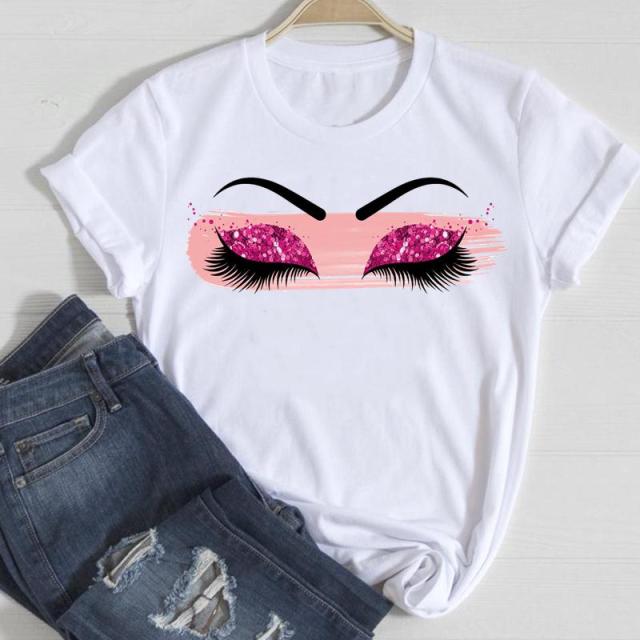 T-shirts Women Make Up Crown Fashion 90s Trend 2021 Spring Summer Clothes Graphic Tshirt Top Lady Print Female Tee T-Shirt