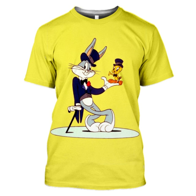2021 summer new men's O-neck short-sleeved T-shirt fashion 3D printing polyester large size animal cartoon children's shirt