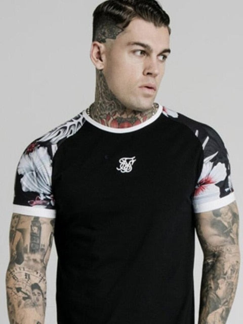 The Newest Men's Trendy Brand Sik Silk Printed Fashion Slim Short-Sleeved T-Shirt Trendy Tops In The Summer Of 2021