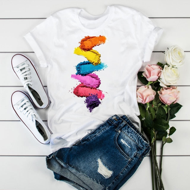 Women 2021 3D Print 90s Fashion Tops Tumblr Tshirts T Clothes Shirt Womens Ladies Graphic Female Tee T-Shirt Clothing