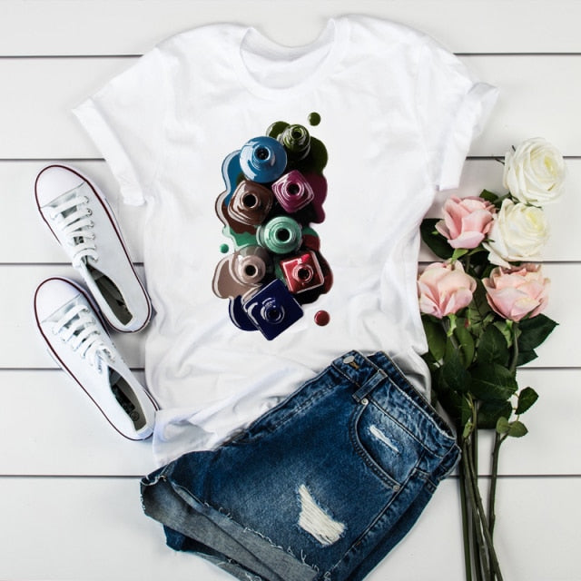 Women 2021 3D Print 90s Fashion Tops Tumblr Tshirts T Clothes Shirt Womens Ladies Graphic Female Tee T-Shirt Clothing