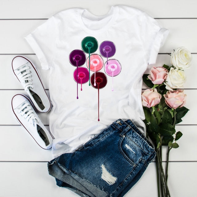 Women 2021 3D Print 90s Fashion Tops Tumblr Tshirts T Clothes Shirt Womens Ladies Graphic Female Tee T-Shirt Clothing