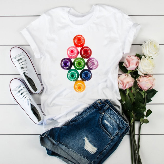 Women 2021 3D Print 90s Fashion Tops Tumblr Tshirts T Clothes Shirt Womens Ladies Graphic Female Tee T-Shirt Clothing