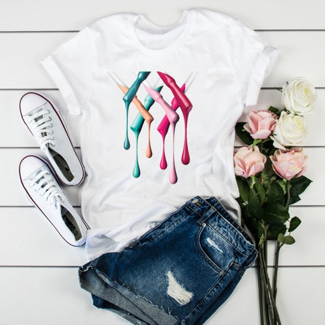 Women 2021 3D Print 90s Fashion Tops Tumblr Tshirts T Clothes Shirt Womens Ladies Graphic Female Tee T-Shirt Clothing