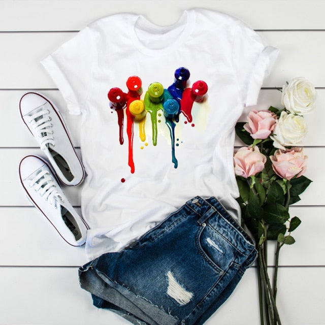 Women 2021 3D Print 90s Fashion Tops Tumblr Tshirts T Clothes Shirt Womens Ladies Graphic Female Tee T-Shirt Clothing
