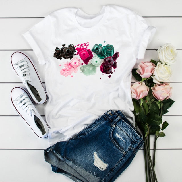 Women 2021 3D Print 90s Fashion Tops Tumblr Tshirts T Clothes Shirt Womens Ladies Graphic Female Tee T-Shirt Clothing