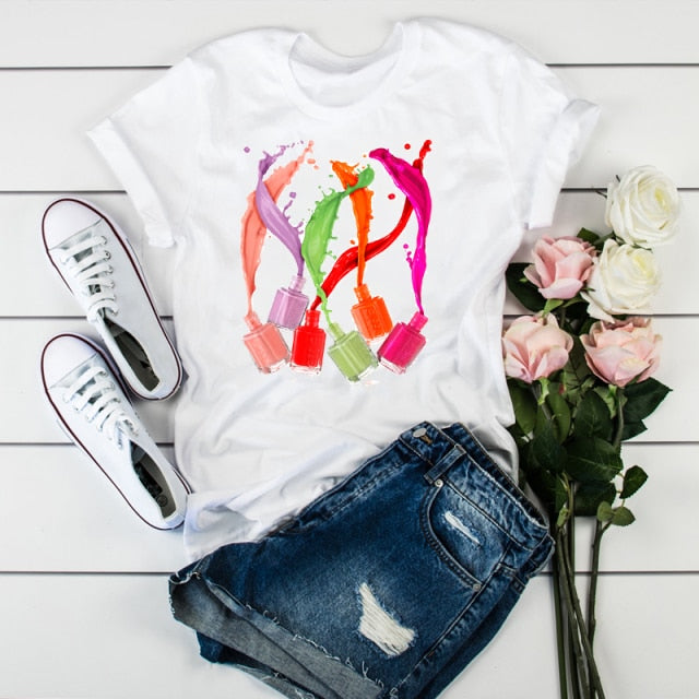 Women 2021 3D Print 90s Fashion Tops Tumblr Tshirts T Clothes Shirt Womens Ladies Graphic Female Tee T-Shirt Clothing