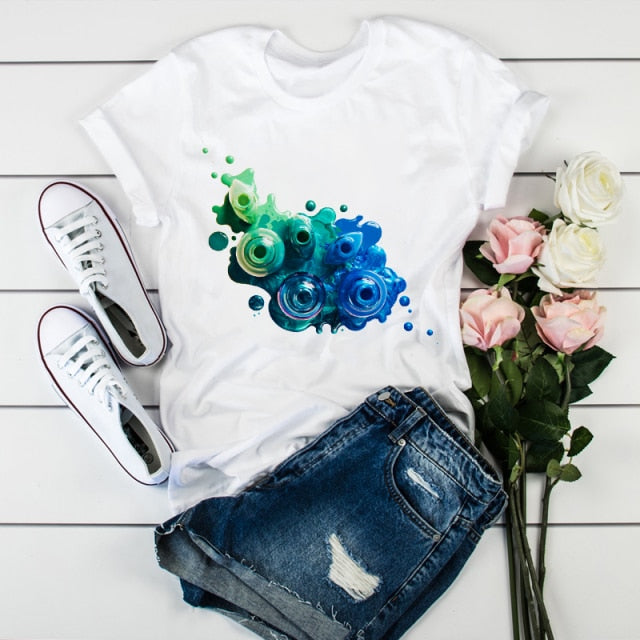 Women 2021 3D Print 90s Fashion Tops Tumblr Tshirts T Clothes Shirt Womens Ladies Graphic Female Tee T-Shirt Clothing