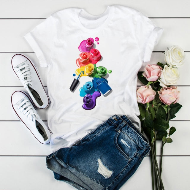 Women 2021 3D Print 90s Fashion Tops Tumblr Tshirts T Clothes Shirt Womens Ladies Graphic Female Tee T-Shirt Clothing