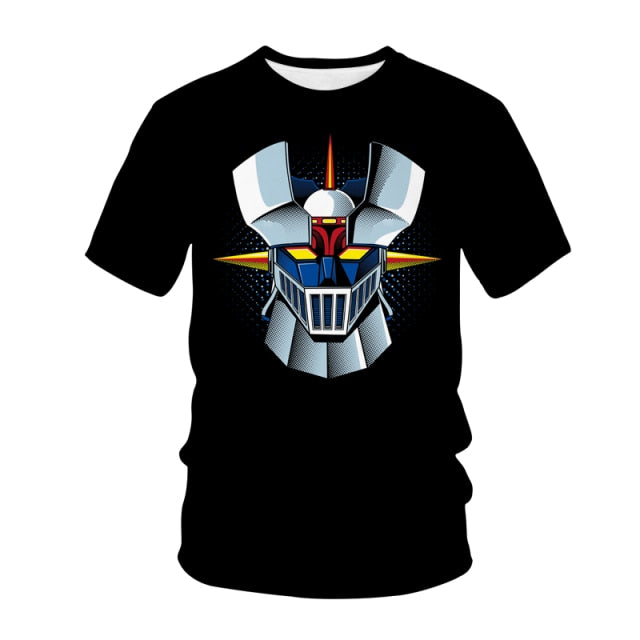 2021 mazinger z anime movie robot streetwear 3d print t-shirt men's fashion casual t-shirt kids boys girls t-shirts