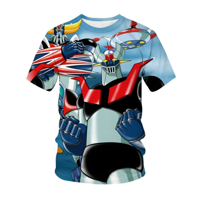 2021 mazinger z anime movie robot streetwear 3d print t-shirt men's fashion casual t-shirt kids boys girls t-shirts
