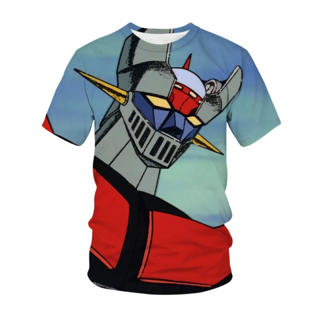 2021 mazinger z anime movie robot streetwear 3d print t-shirt men's fashion casual t-shirt kids boys girls t-shirts