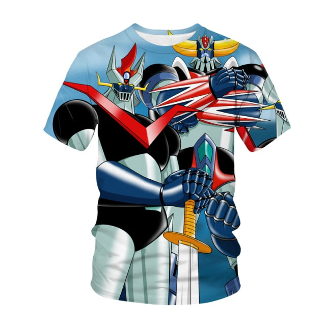 2021 mazinger z anime movie robot streetwear 3d print t-shirt men's fashion casual t-shirt kids boys girls t-shirts