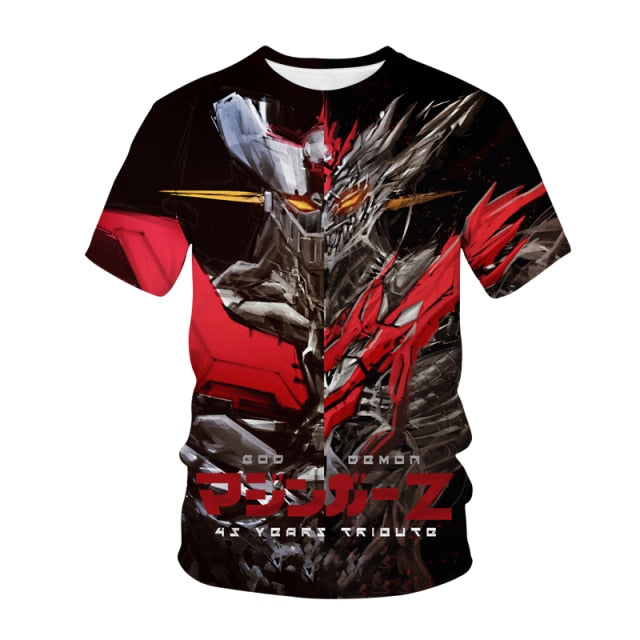 2021 mazinger z anime movie robot streetwear 3d print t-shirt men's fashion casual t-shirt kids boys girls t-shirts