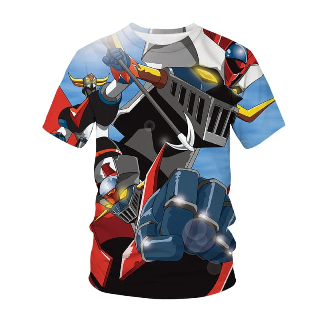 2021 mazinger z anime movie robot streetwear 3d print t-shirt men's fashion casual t-shirt kids boys girls t-shirts