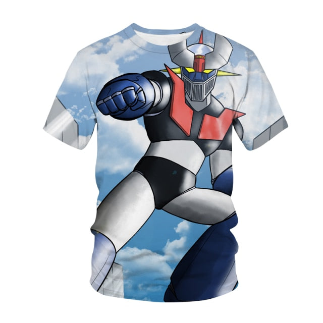 2021 mazinger z anime movie robot streetwear 3d print t-shirt men's fashion casual t-shirt kids boys girls t-shirts