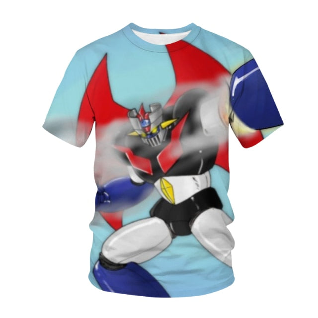 2021 mazinger z anime movie robot streetwear 3d print t-shirt men's fashion casual t-shirt kids boys girls t-shirts