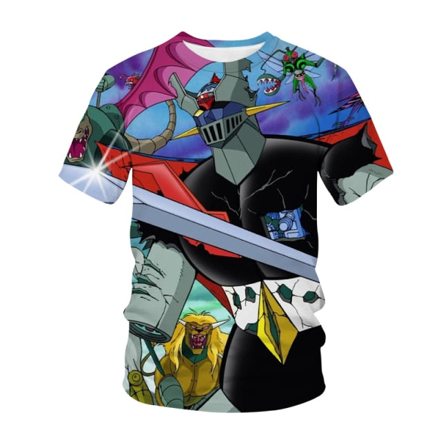 2021 mazinger z anime movie robot streetwear 3d print t-shirt men's fashion casual t-shirt kids boys girls t-shirts