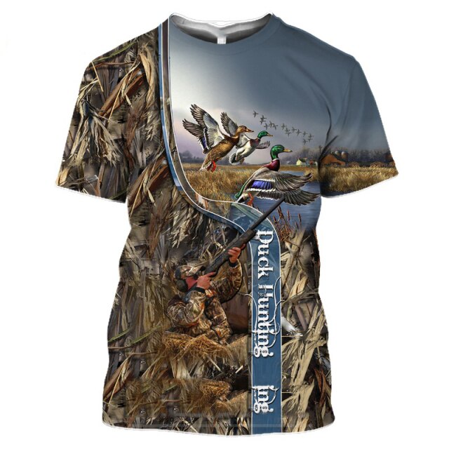 2021 New Fashion Men hoodies 3D Print t shirt New Fashion Animal Hunting Duck Art t shirt tees shorts sleeve Apparel Unisex