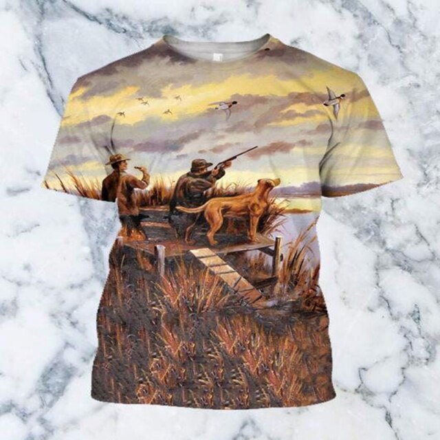 2021 New Fashion Men hoodies 3D Print t shirt New Fashion Animal Hunting Duck Art t shirt tees shorts sleeve Apparel Unisex