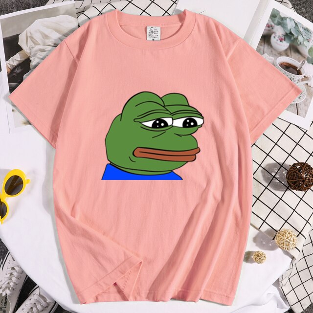 fashion 2021 male /Women Sad Frog Print tshirt Male Hip Hop Short sleeve T-Shirt men's Slim Fit see shirt Oversize funny t-shirt