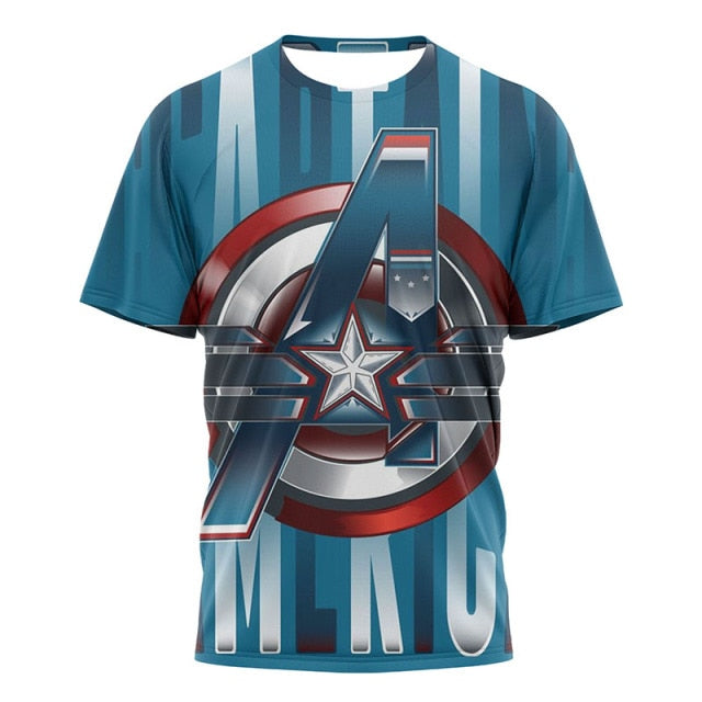 2021 Fashion New Marvel T Shirt Summer Men Short Sleeve Cartoon The Avengers Ironman Superhero 3D T-shirts Retro Mens Loose Tops