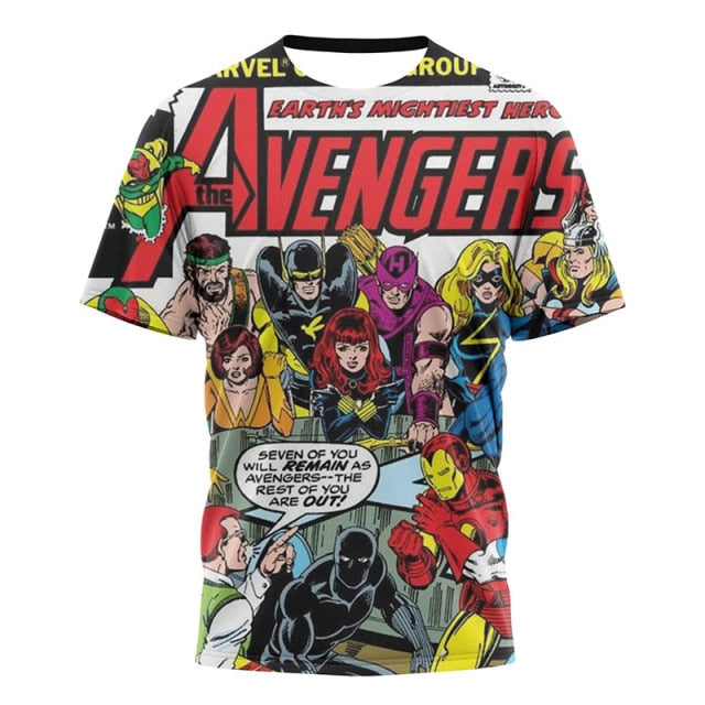 2021 Fashion New Marvel T Shirt Summer Men Short Sleeve Cartoon The Avengers Ironman Superhero 3D T-shirts Retro Mens Loose Tops