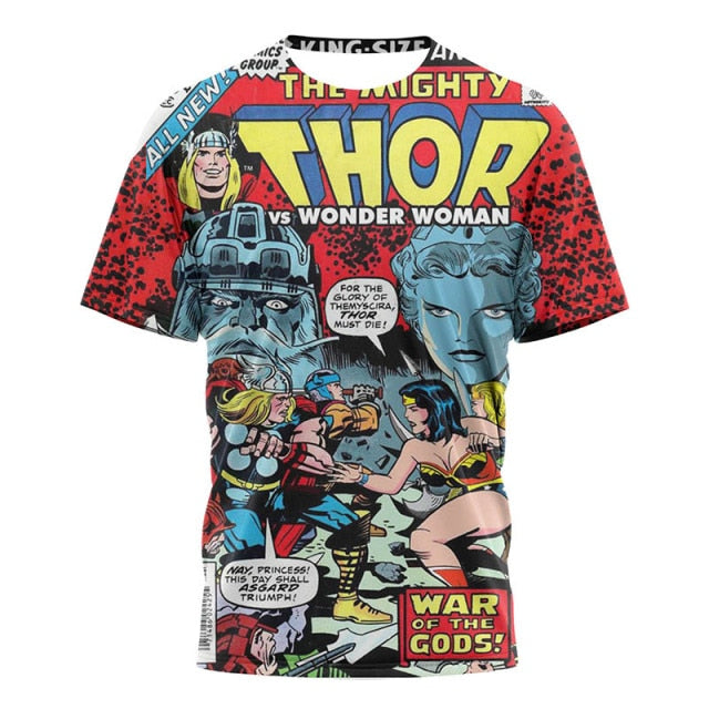 2021 Fashion New Marvel T Shirt Summer Men Short Sleeve Cartoon The Avengers Ironman Superhero 3D T-shirts Retro Mens Loose Tops