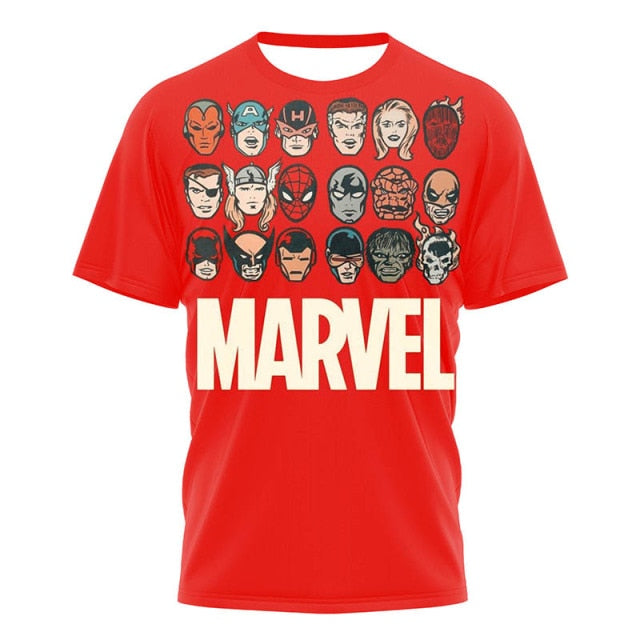 2021 Fashion New Marvel T Shirt Summer Men Short Sleeve Cartoon The Avengers Ironman Superhero 3D T-shirts Retro Mens Loose Tops