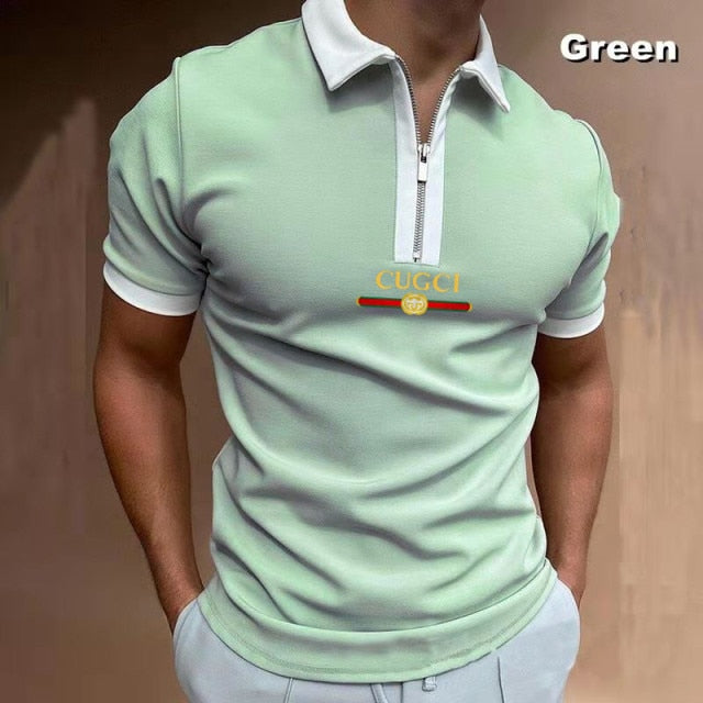 2021 Hot-sale Men's Polo Shirt Zipper Printing Design Loose Short Sleeve Summer Cool Shirt Streetwear Fashion Polo Shirt Men Top