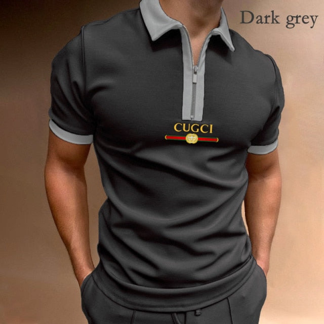 2021 Hot-sale Men's Polo Shirt Zipper Printing Design Loose Short Sleeve Summer Cool Shirt Streetwear Fashion Polo Shirt Men Top