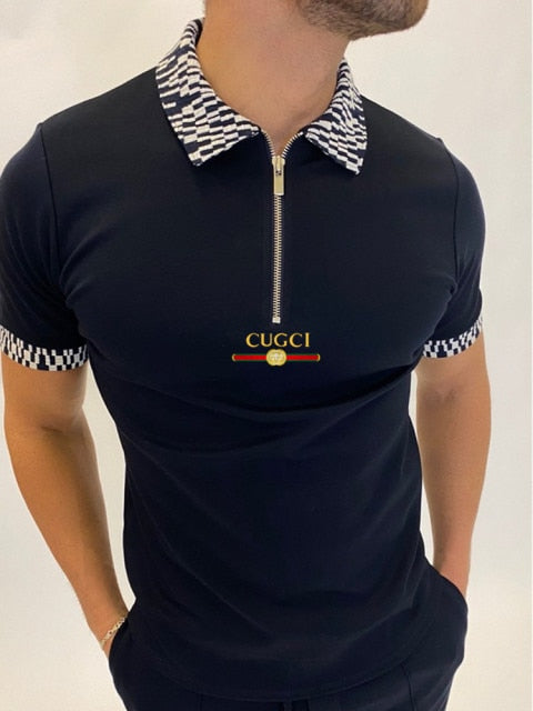 2021 Hot-sale Men's Polo Shirt Zipper Printing Design Loose Short Sleeve Summer Cool Shirt Streetwear Fashion Polo Shirt Men Top