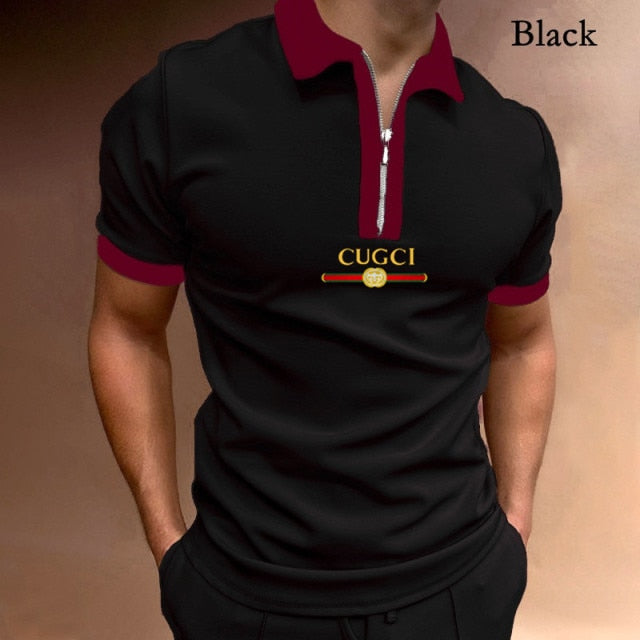 2021 Hot-sale Men's Polo Shirt Zipper Printing Design Loose Short Sleeve Summer Cool Shirt Streetwear Fashion Polo Shirt Men Top