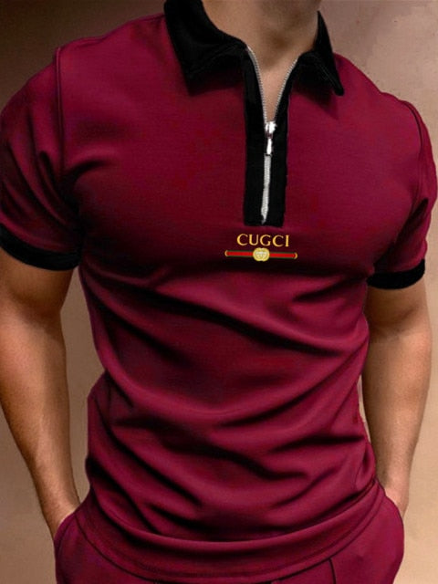 2021 Hot-sale Men's Polo Shirt Zipper Printing Design Loose Short Sleeve Summer Cool Shirt Streetwear Fashion Polo Shirt Men Top