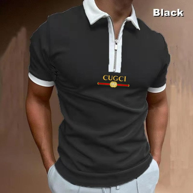 2021 Hot-sale Men's Polo Shirt Zipper Printing Design Loose Short Sleeve Summer Cool Shirt Streetwear Fashion Polo Shirt Men Top