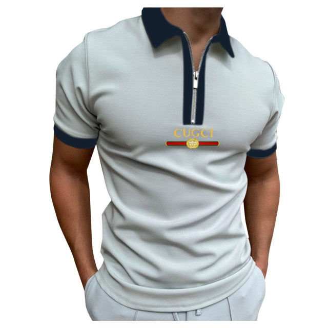 2021 Hot-sale Men's Polo Shirt Zipper Printing Design Loose Short Sleeve Summer Cool Shirt Streetwear Fashion Polo Shirt Men Top