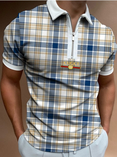 2021 Hot-sale Men's Polo Shirt Zipper Printing Design Loose Short Sleeve Summer Cool Shirt Streetwear Fashion Polo Shirt Men Top