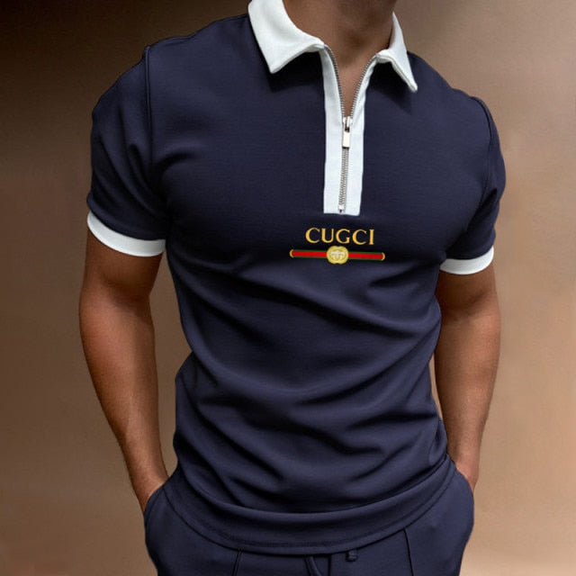 2021 Hot-sale Men's Polo Shirt Zipper Printing Design Loose Short Sleeve Summer Cool Shirt Streetwear Fashion Polo Shirt Men Top