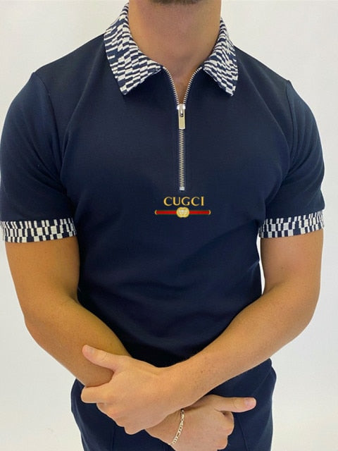 2021 Hot-sale Men's Polo Shirt Zipper Printing Design Loose Short Sleeve Summer Cool Shirt Streetwear Fashion Polo Shirt Men Top