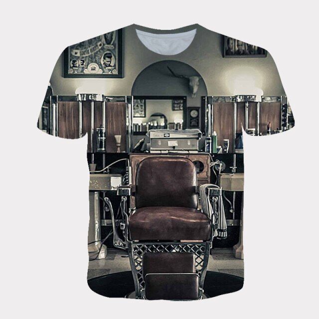 2021 hot-selling street Harajuku T-shirt for men and women dynamic 3D printing barber supplies cool short-sleeved T-shirt