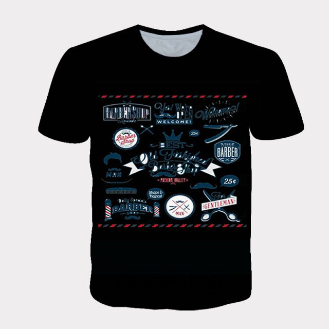 2021 hot-selling street Harajuku T-shirt for men and women dynamic 3D printing barber supplies cool short-sleeved T-shirt