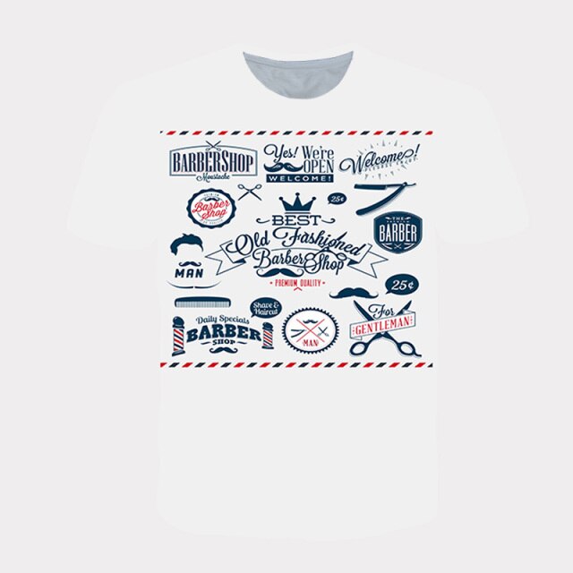 2021 hot-selling street Harajuku T-shirt for men and women dynamic 3D printing barber supplies cool short-sleeved T-shirt